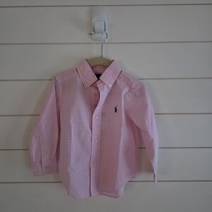 ​NWT Ralph Lauren Boys Pink Gingham Button-Down Shirt - Size 2T